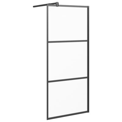 vidaXL Walk-in Shower Wall 35.4"x76.8" Frosted ESG Glass Black