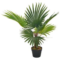 vidaXL Artificial Plant Palm with Pot Green 27.6"