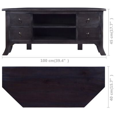 vidaXL TV Stand Light Black Coffee 39.4"x15.7"x17.7" Solid Wood Mahogany