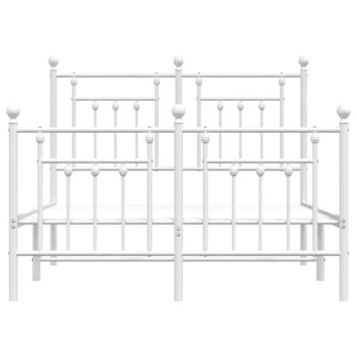 vidaXL Metal Bed Frame without Mattress with Footboard White 53.1"x74.8"