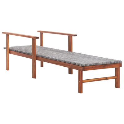 vidaXL Sun Lounger Poly Rattan and Solid Acacia Wood Gray