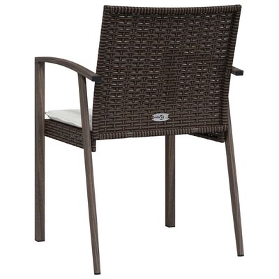 vidaXL Patio Chairs with Cushions 4 pcs Brown 22.2"x22.4"x32.7" Poly Rattan