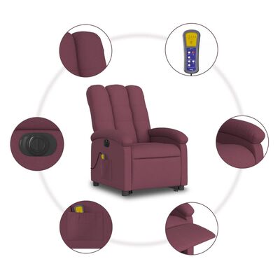 vidaXL Electric Stand up Massage Recliner Chair Purple Fabric