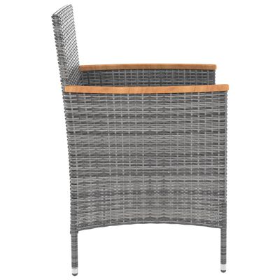 vidaXL 5 Piece Patio Dining Set with Cushions Poly Rattan Gray