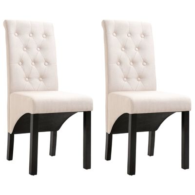 vidaXL Dining Chairs 2 pcs Cream Fabric