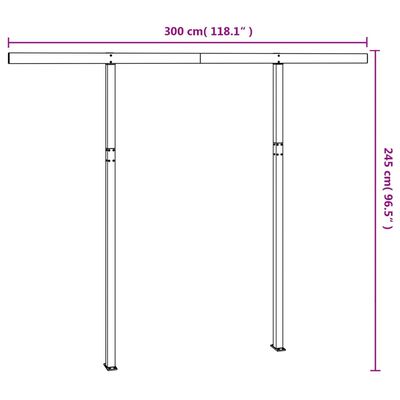 vidaXL Awning Post Set White 118.1"x96.5" Iron