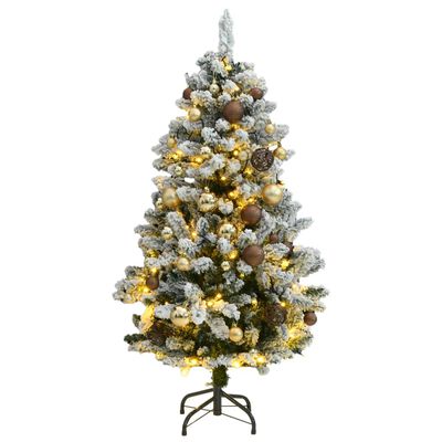 vidaXL Artificial Hinged Christmas Tree 150 LEDs & Ball Set 59.1"