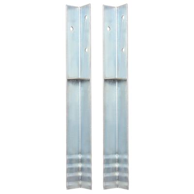 vidaXL L-shaped Ground Anchors 2 pcs Galvanized Steel 2"x2"x19.7"