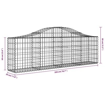 vidaXL Arched Gabion Baskets 9 pcs 78.7"x11.8"x23.6"/31.5" Galvanized Iron