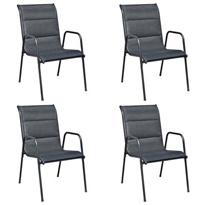 vidaXL 5 Piece Patio Dining Set Steel Black