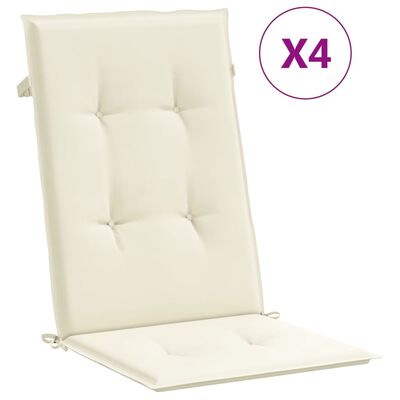 vidaXL Garden Highback Chair Cushions 4 pcs Cream 47.2"x19.7"x1.2" Fabric