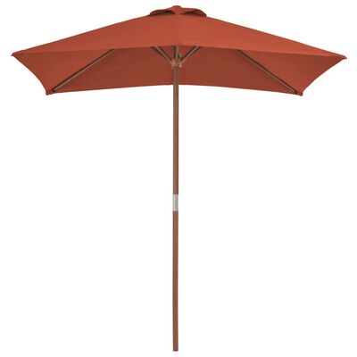 vidaXL Garden Parasol with Wooden Pole 59.1"x78.7" Terracotta