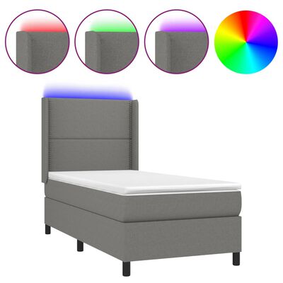 Tegenstander Blijven doorgaan met vidaXL Box Spring Bed with Mattress&LED Dark Gray Twin Fabric | vidaXL.com