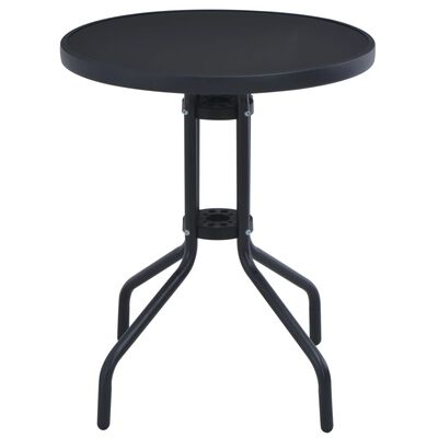 vidaXL Patio Table Black 23.6" Steel and Glass