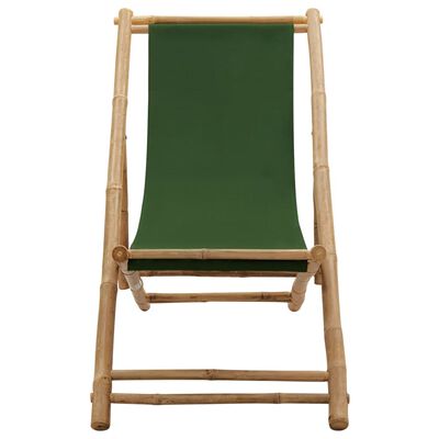 vidaXL Deck Chair Bamboo and Canvas Green