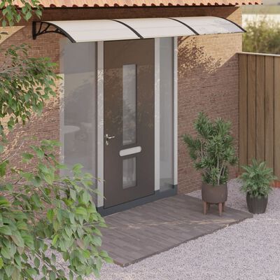 vidaXL Door Canopy Black and Transparent 118.1"x29.5" Polycarbonate