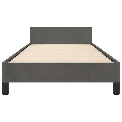 vidaXL Bed Frame with Headboard Dark Gray 39.4"x74.8" Twin Velvet