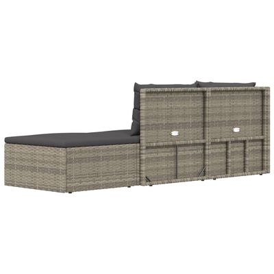 vidaXL 3 Piece Patio Lounge Set with Cushions Gray Poly Rattan