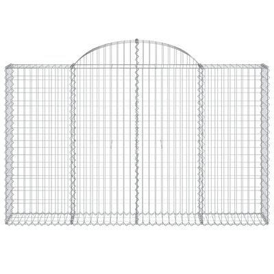 vidaXL Arched Gabion Baskets 2 pcs 78.7"x11.8"x47.2"/55.1" Galvanized Iron