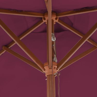 vidaXL Garden Parasol with Wooden Pole 59.1"x78.7" Bordeaux Red