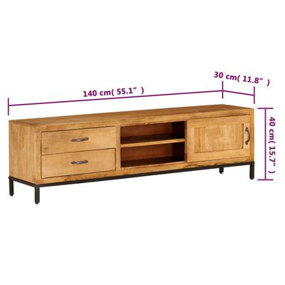 vidaXL TV Stand Solid Wood Mango 55.1"x11.8"x15.7"