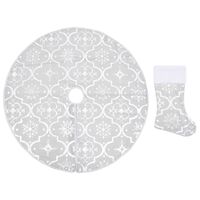 vidaXL Luxury Christmas Tree Skirt with Sock White 5 ft Fabric