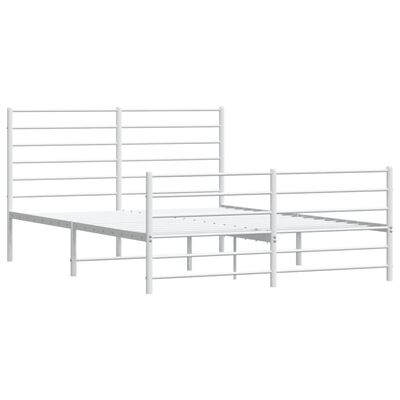 vidaXL Metal Bed Frame without Mattress with Footboard White 59.1"x78.7"