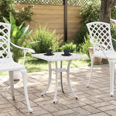 vidaXL Patio Table White 20.9"x20.9"x20.9" Cast Aluminum