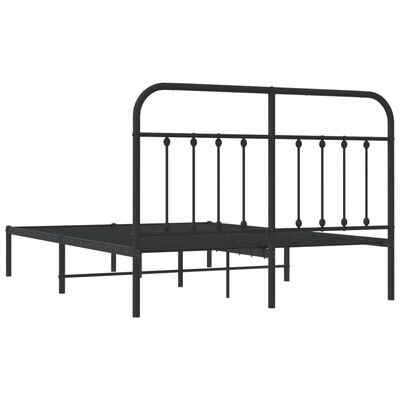 vidaXL Metal Bed Frame without Mattress with Headboard Black 59.1"x78.7"