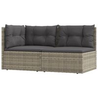 vidaXL 2 Piece Patio Lounge Set with Cushions Gray Poly Rattan