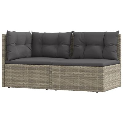 vidaXL 2 Piece Patio Lounge Set with Cushions Gray Poly Rattan