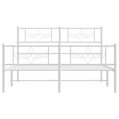 vidaXL Metal Bed Frame without Mattress with Footboard White 53.1"x74.8"