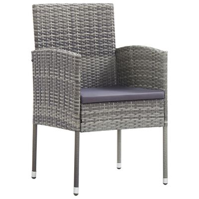 vidaXL Patio Chairs with Dark Gray Cushions 4 pcs Gray Poly Rattan