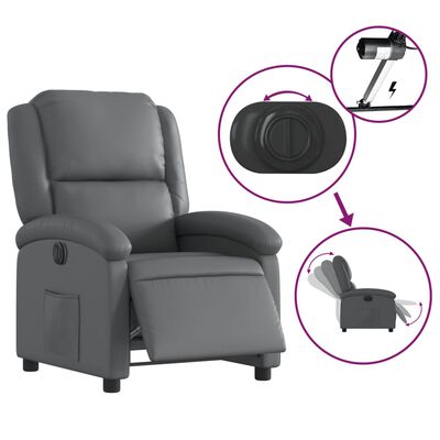 vidaXL Electric Recliner Chair Gray Faux Leather