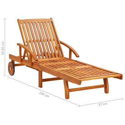 vidaXL Patio Sun Lounger with Table and Cushion Solid Wood Acacia