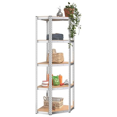 vidaXL 5-Layer Corner Shelf Anthracite Steel&Engineered Wood