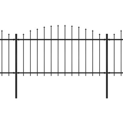 vidaXL Garden Fence with Spear Top Steel 55.8' Black