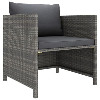 vidaXL 6 Piece Patio Lounge Set with Cushions Poly Rattan Gray