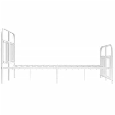 vidaXL Metal Bed Frame without Mattress with Footboard White 59.1"x78.7"