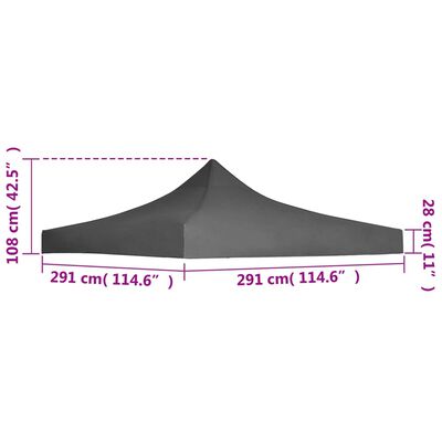 vidaXL Party Tent Roof 9.8'x9.8' Anthracite