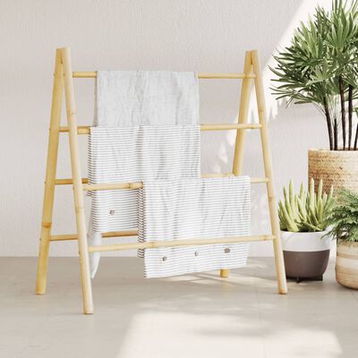 vidaXL Double Towel Ladder with 4 Rungs 35.4"x19.7"x39.4" Bamboo