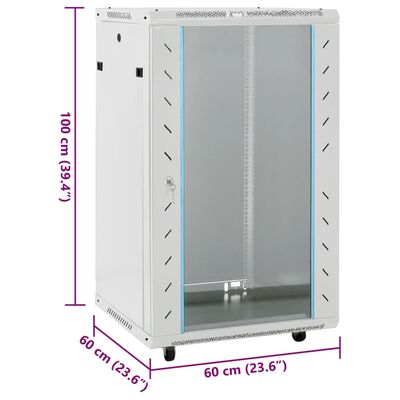 vidaXL 18U Network Cabinet 19" IP20 Gray 23.6"x23.6"x39.4"