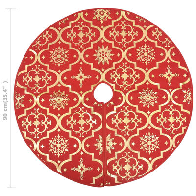 vidaXL Luxury Christmas Tree Skirt with Sock Red 3 ft Fabric