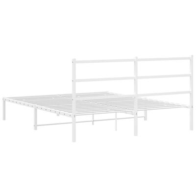 vidaXL Metal Bed Frame without Mattress with Headboard White 59.1"x78.7"