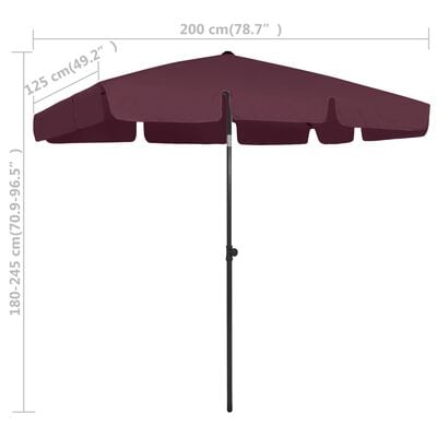 vidaXL Beach Parasol Bordeaux Red 78.7"x49.2"