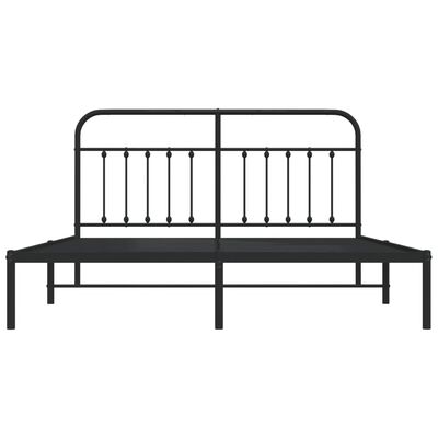 vidaXL Metal Bed Frame without Mattress with Headboard Black 72"x83.9"