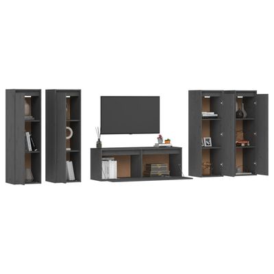 vidaXL TV Stands 5 pcs Gray Solid Wood Pine