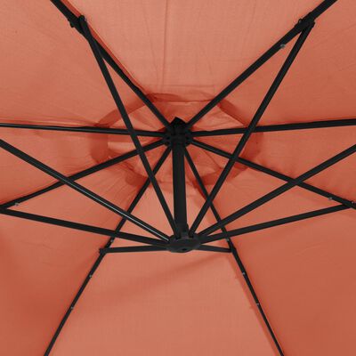 vidaXL Cantilever Garden Parasol with LED Lights Terracotta 137.8"