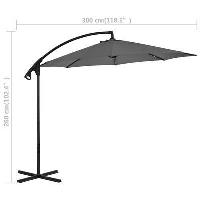 vidaXL Cantilever Garden Parasol with Steel Pole 118.1" Anthracite