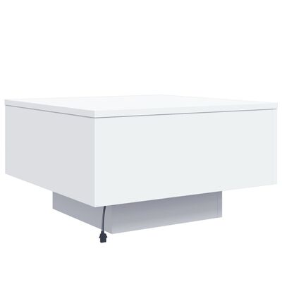 vidaXL Coffee Table with LED Lights White 21.7"x21.7"x12.2"